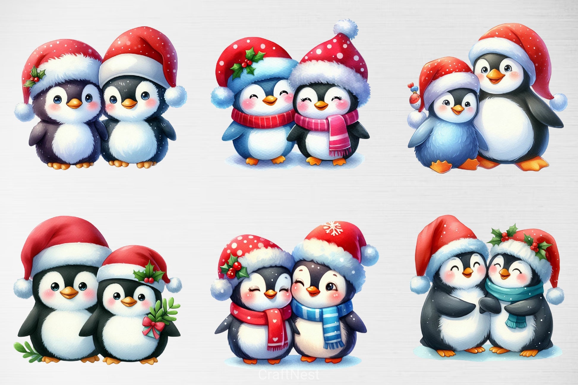 Christmas Penguin Couple Clipart Bundle - CraftNest - Digital Crafting and Art