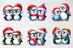 Christmas Penguin Couple Clipart Bundle - CraftNest - Digital Crafting and Art