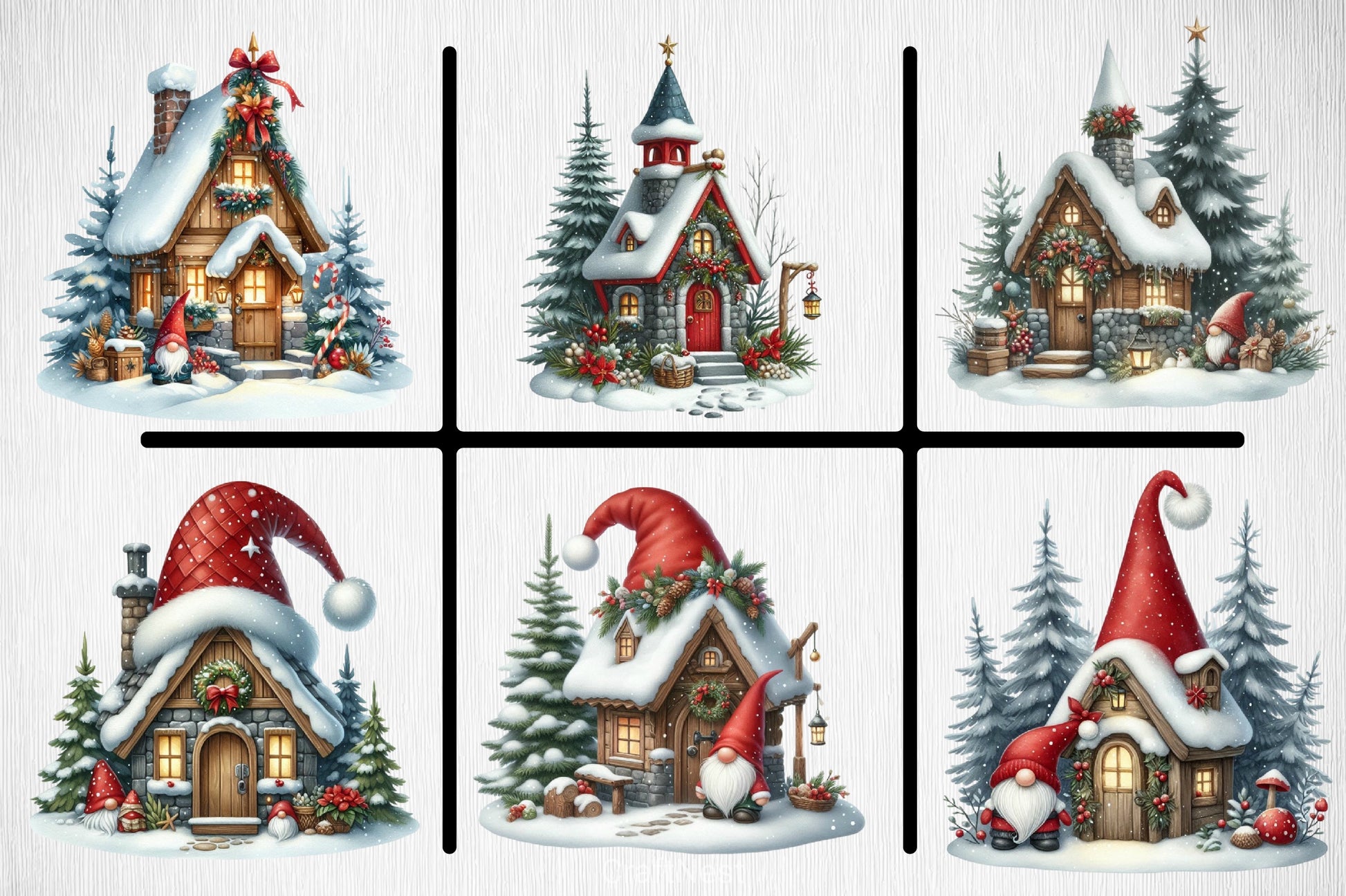 Christmas Gnome House Clipart Bundle - CraftNest - Digital Crafting and Art