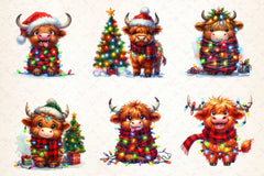 Cute Christmas Highland Cow Clipart Bundle 3 - CraftNest - Digital Crafting and Art