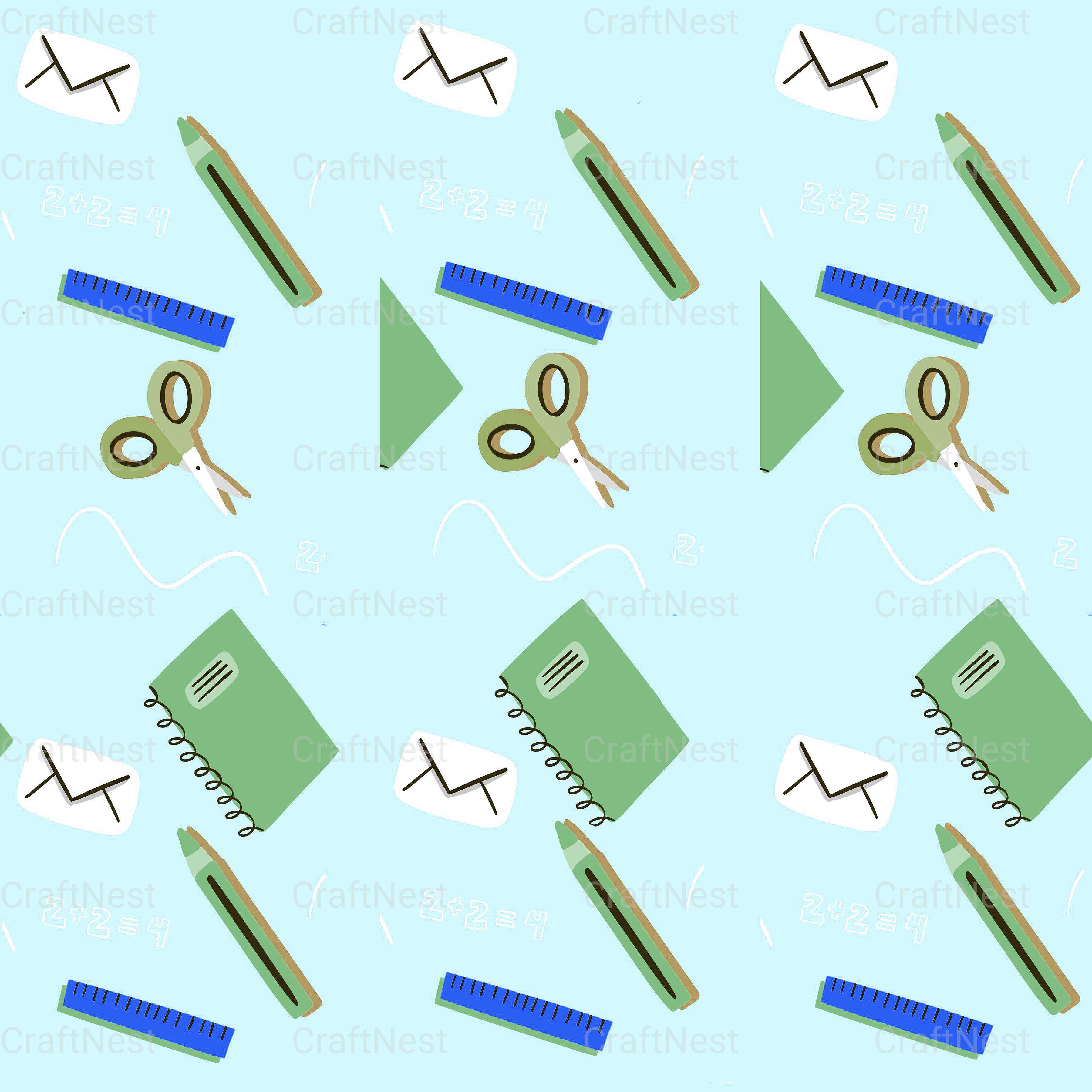 Back to School Green Digital Paper - CraftNest - Digital Crafting and Art