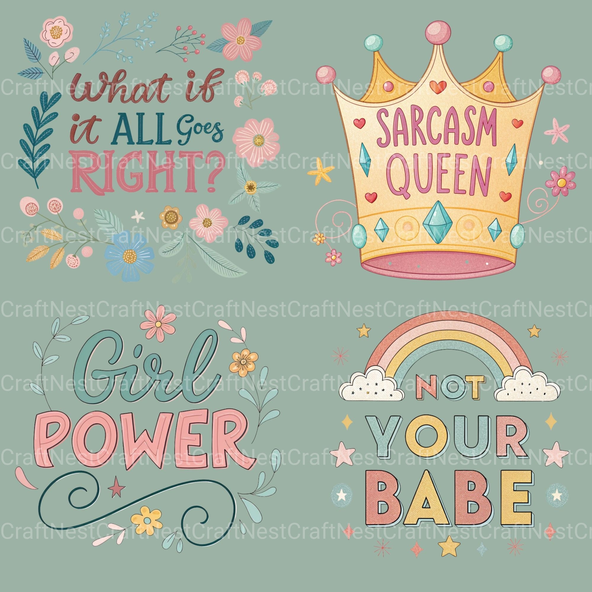 Positive Affirmations Girl Power Clipart Bundle - CraftNest - Digital Crafting and Art