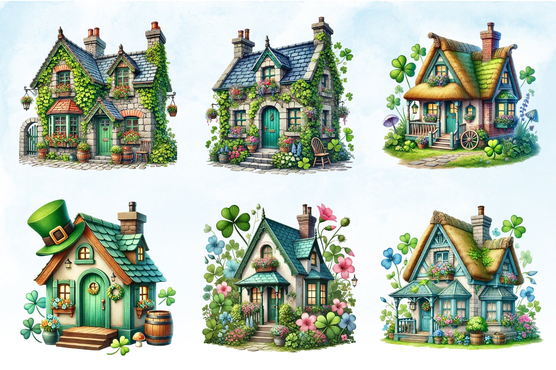 St. Patrick's Day House Clipart Bundle - CraftNest - Digital Crafting and Art