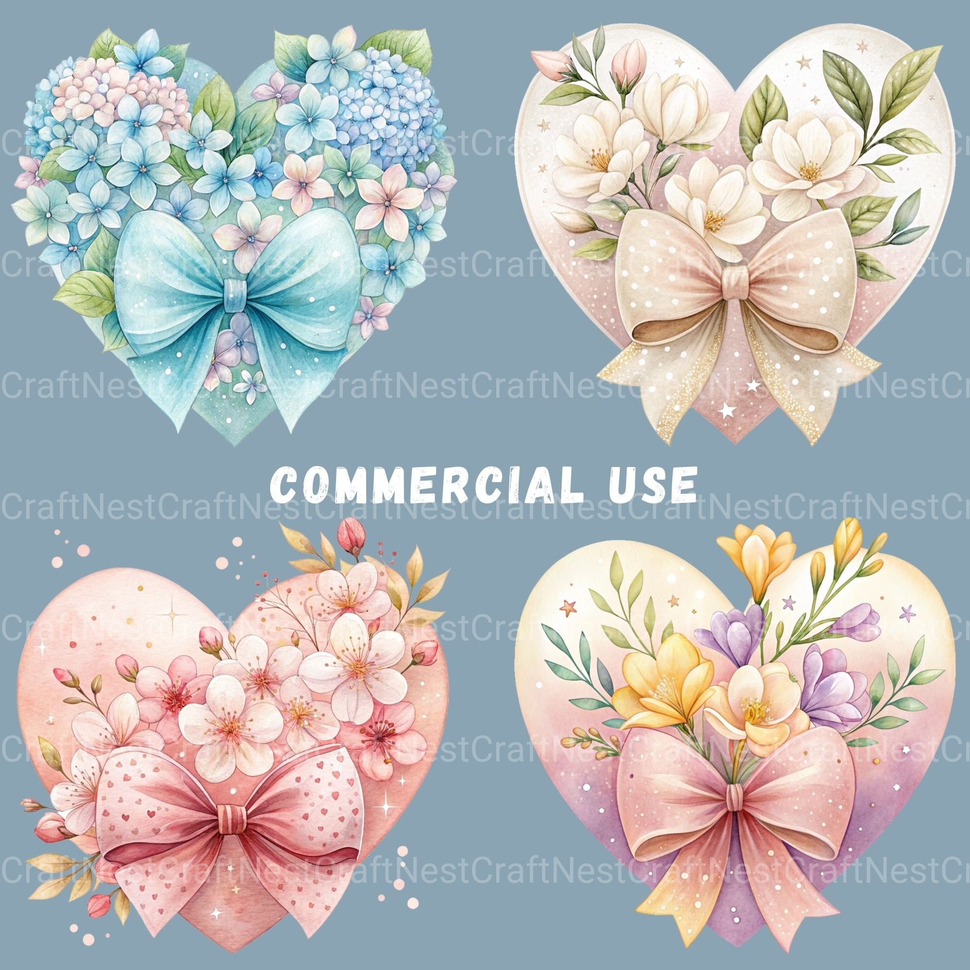 Heart Coquette Bow Clipart Bundle - CraftNest - Digital Crafting and Art