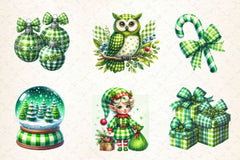 Green Plaid Christmas Clipart Bundle - CraftNest - Digital Crafting and Art