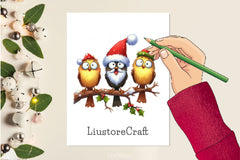 Christmas Funny Birds On Branch Clipart Bundle 2 - CraftNest - Digital Crafting and Art