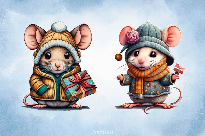 Christmas Mouse Clipart Bundle 2 - CraftNest - Digital Crafting and Art