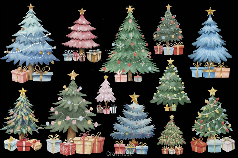 Christmas Tree Clipart Bundle 12 - CraftNest - Digital Crafting and Art