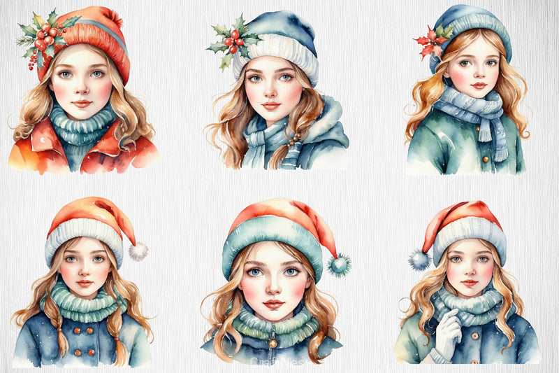 Christmas Winter Girl Clipart Bundle - CraftNest - Digital Crafting and Art