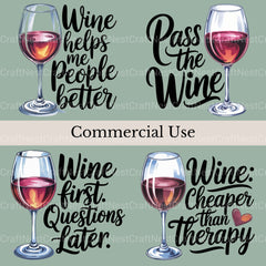 Wine Quotes Clipart Bundle - CraftNest - Digital Crafting and Art