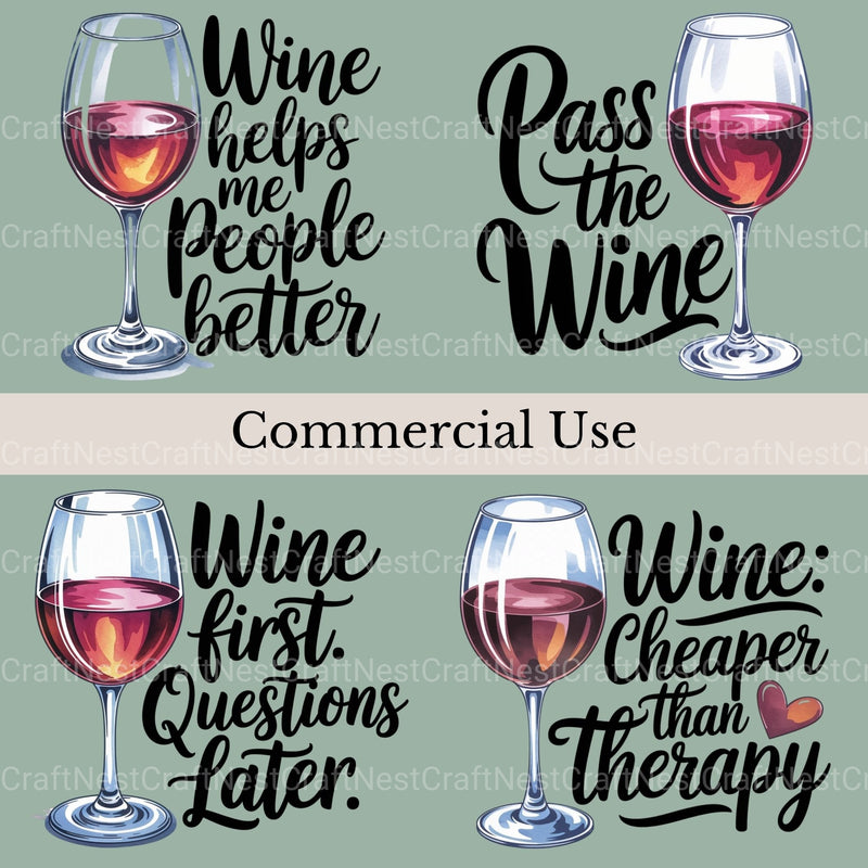 Wine Quotes Clipart Bundle - CraftNest - Digital Crafting and Art