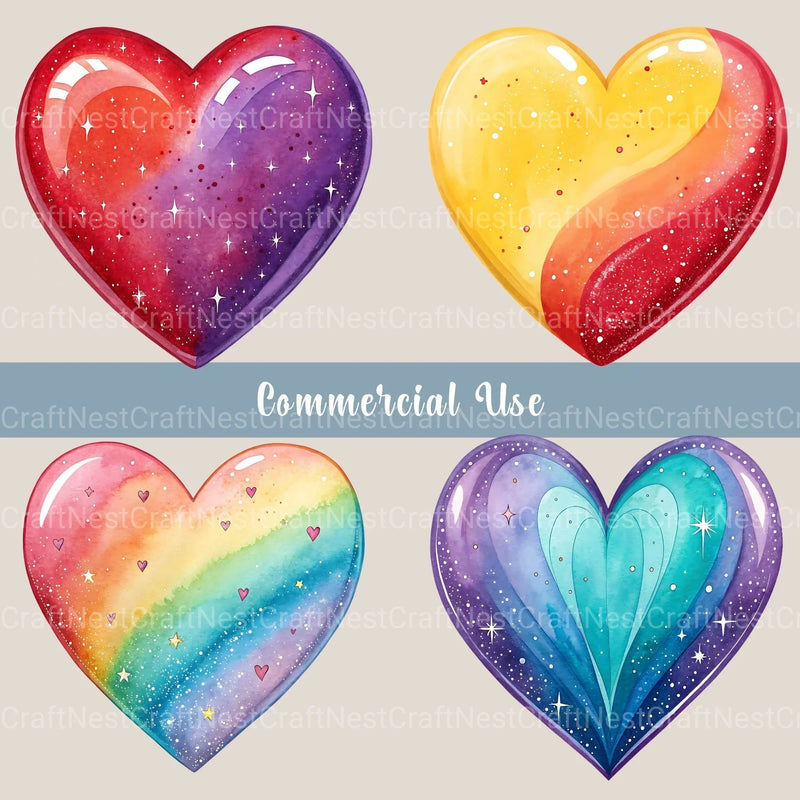 Glitter Hearts Clipart Bundle - CraftNest - Digital Crafting and Art