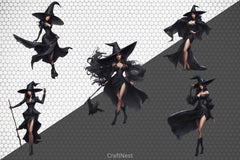 Halloween Black Witch Clipart Bundle - CraftNest - Digital Crafting and Art