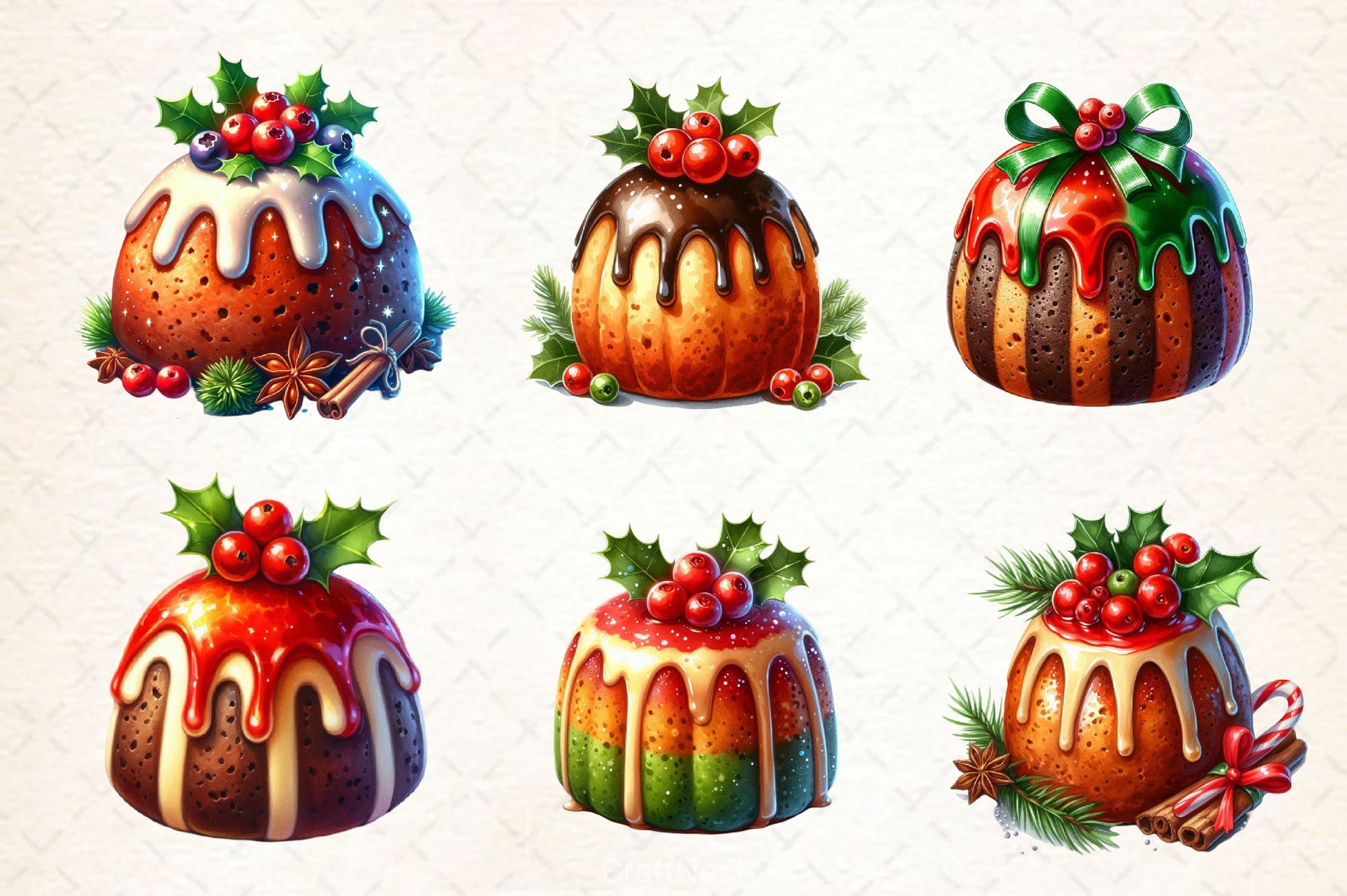 Christmas Pudding Clipart Bundle - CraftNest - Digital Crafting and Art