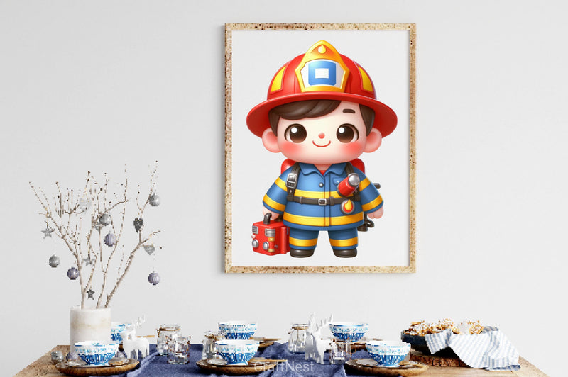 Cute Firefighters Fire Truck Clipart Bundle - CraftNest - Digital Crafting and Art