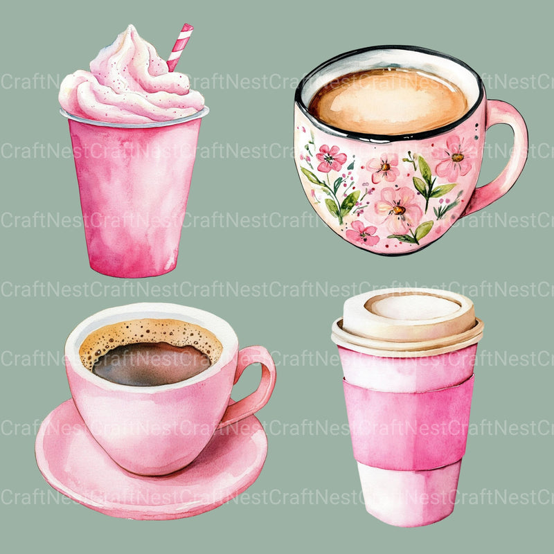 Coffee Pink 2 Clipart Bundle - CraftNest - Digital Crafting and Art