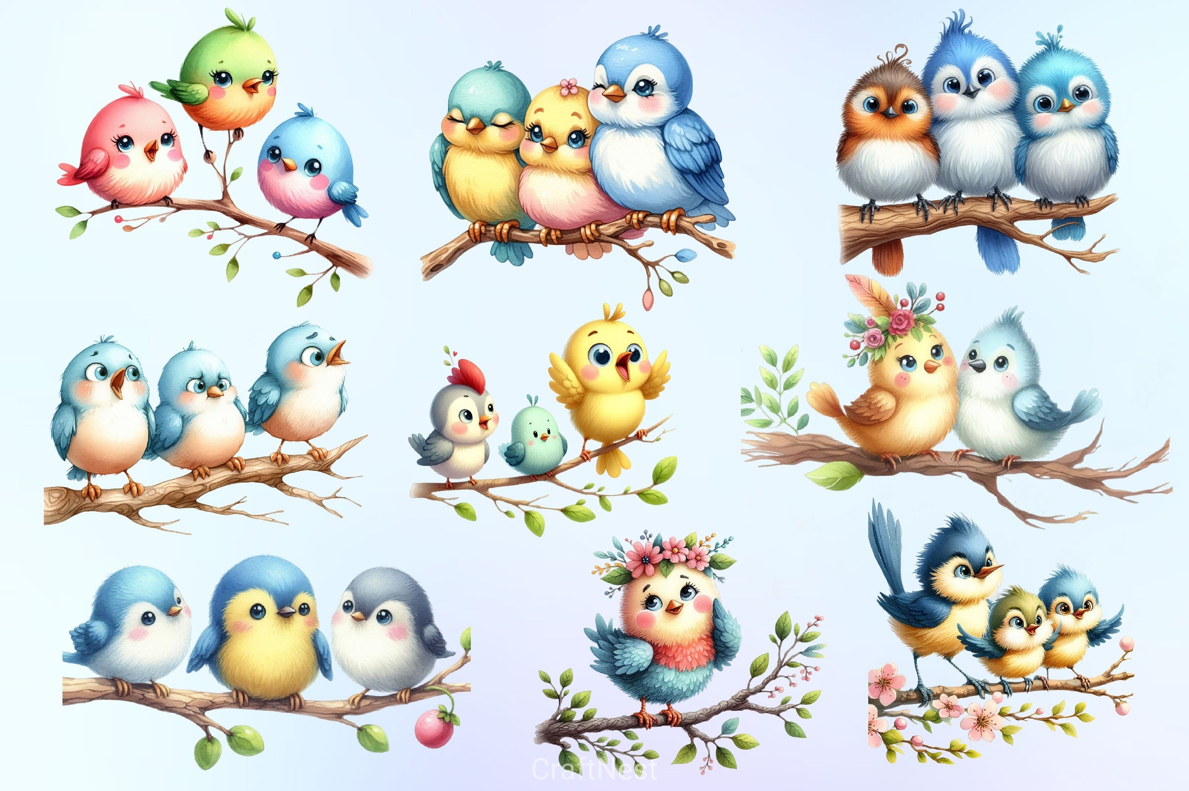 Cute Birds Clipart Bundle - CraftNest - Digital Crafting and Art
