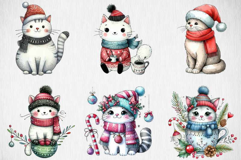 Christmas Cat Clipart Bundle 6 - CraftNest - Digital Crafting and Art