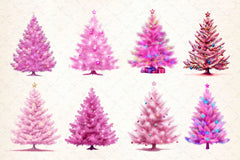 Pink Christmas Tree Clipart Bundle 2 - CraftNest - Digital Crafting and Art