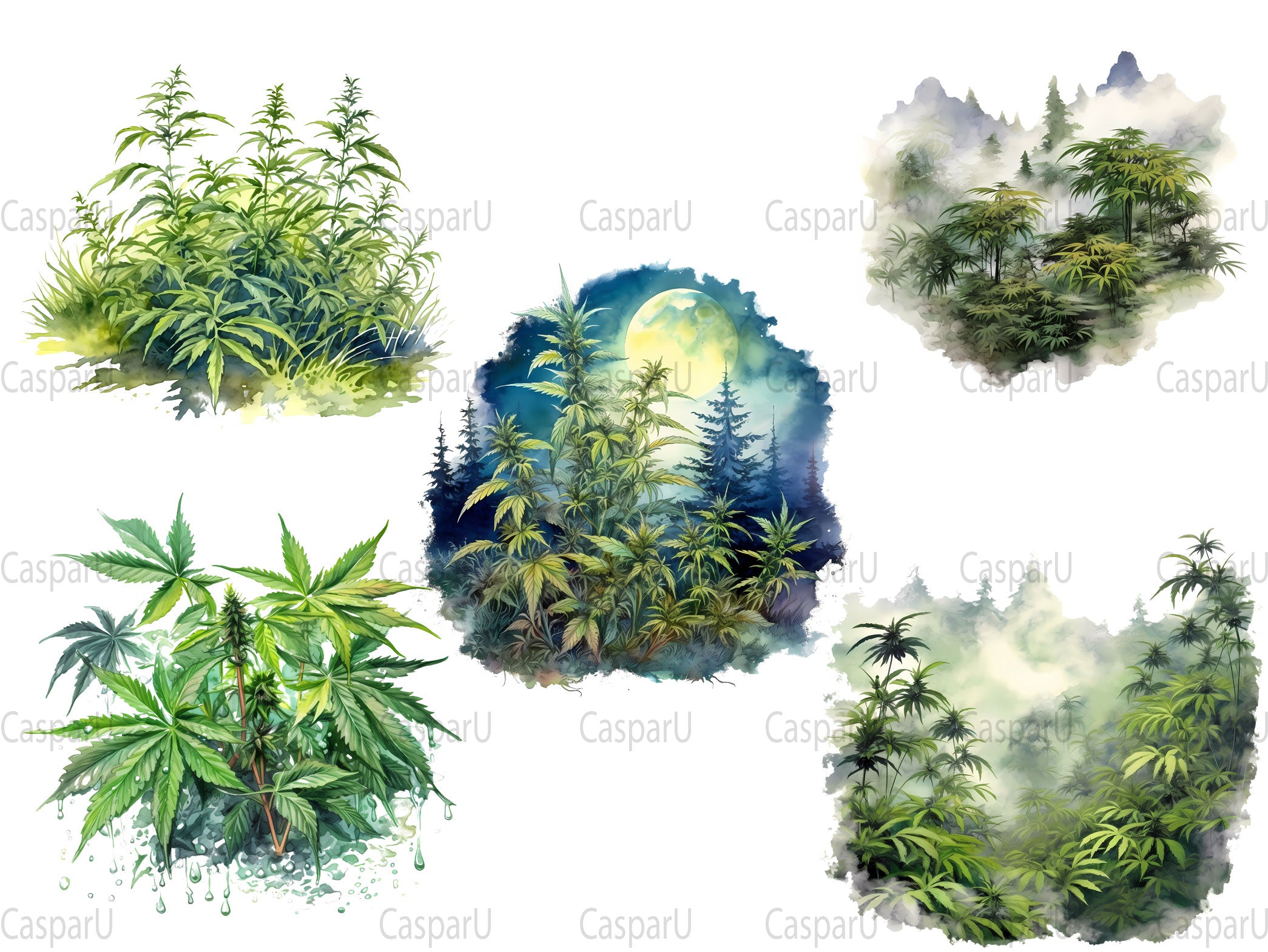 Cannabis in Nature Clipart - CraftNest