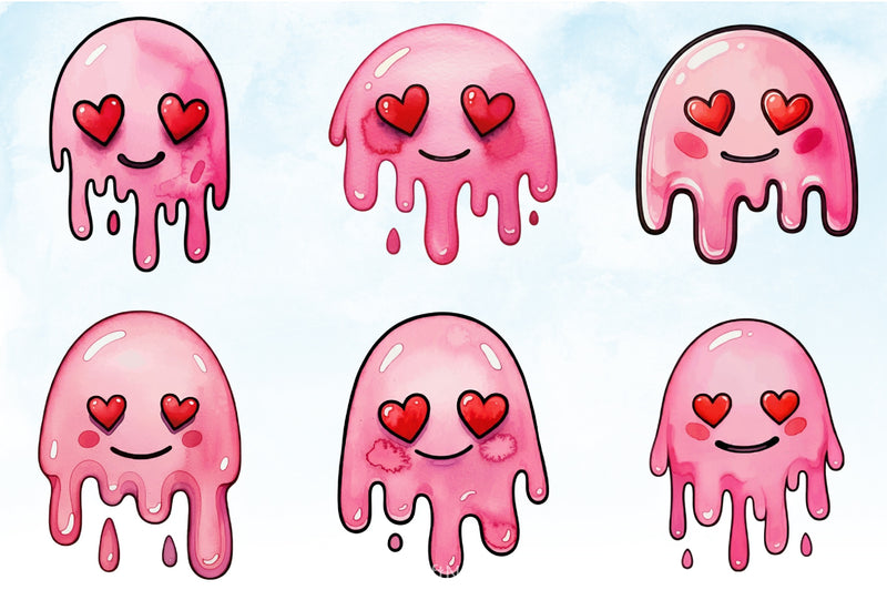 Valentine Drippy Smiley Face Clipart Bundle - CraftNest - Digital Crafting and Art