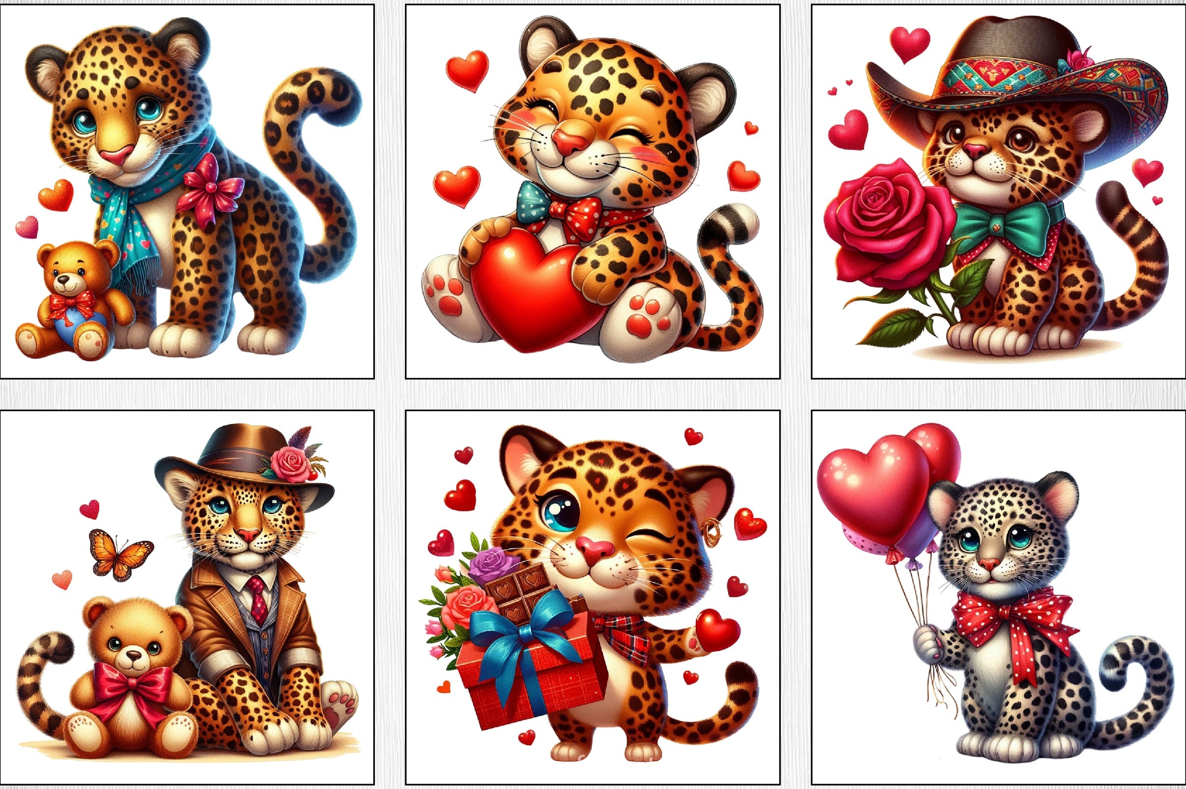 Valentine's Day Leopard Clipart Bundle - CraftNest - Digital Crafting and Art