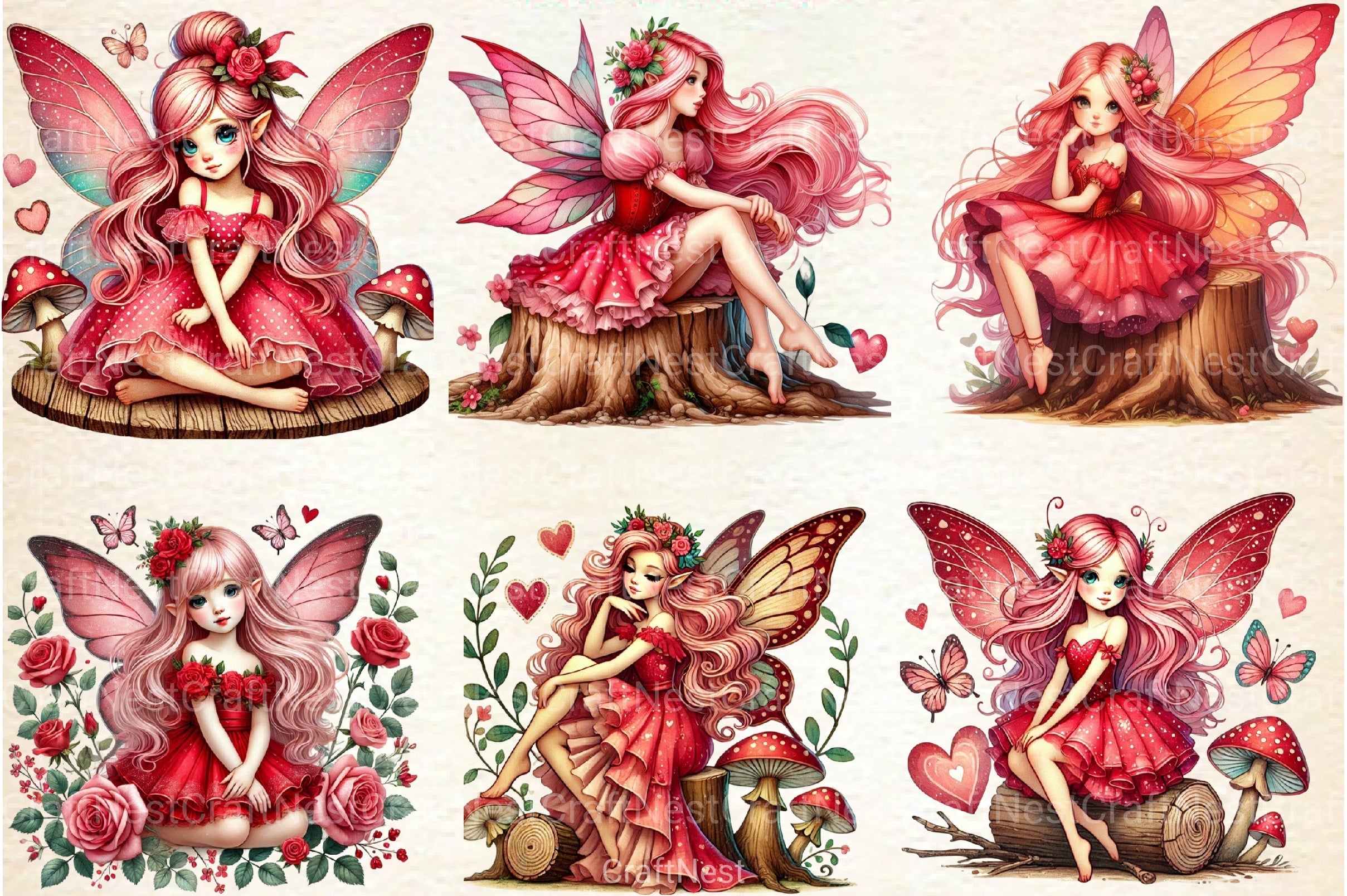 Valentine's Fairy Girl Clipart Bundle - CraftNest - Digital Crafting and Art
