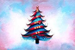 Blue And Red Glam Christmas Tree Clipart Bundle - CraftNest - Digital Crafting and Art