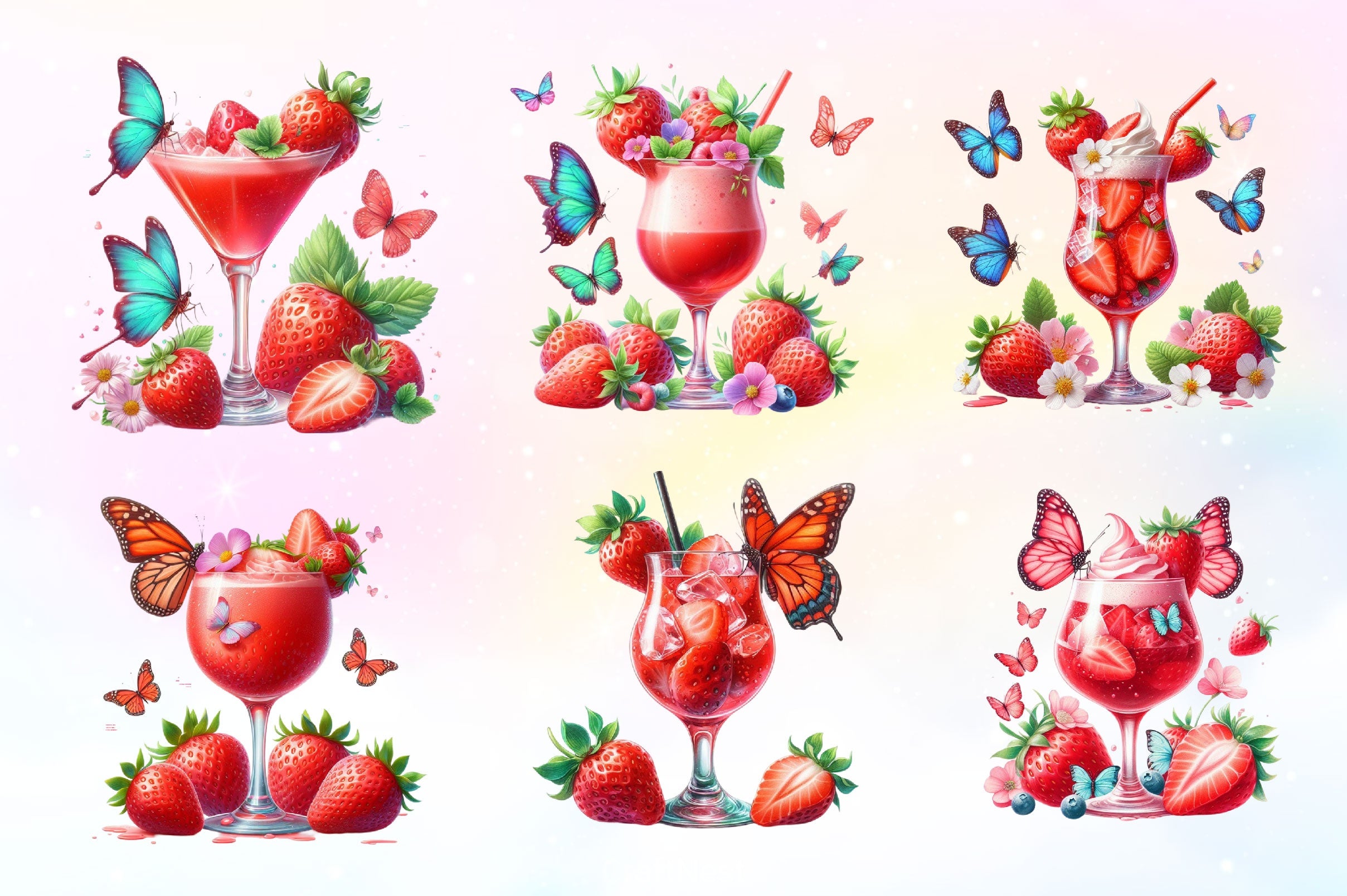 Strawberry Cocktail Clipart Bundle 2 - CraftNest - Digital Crafting and Art