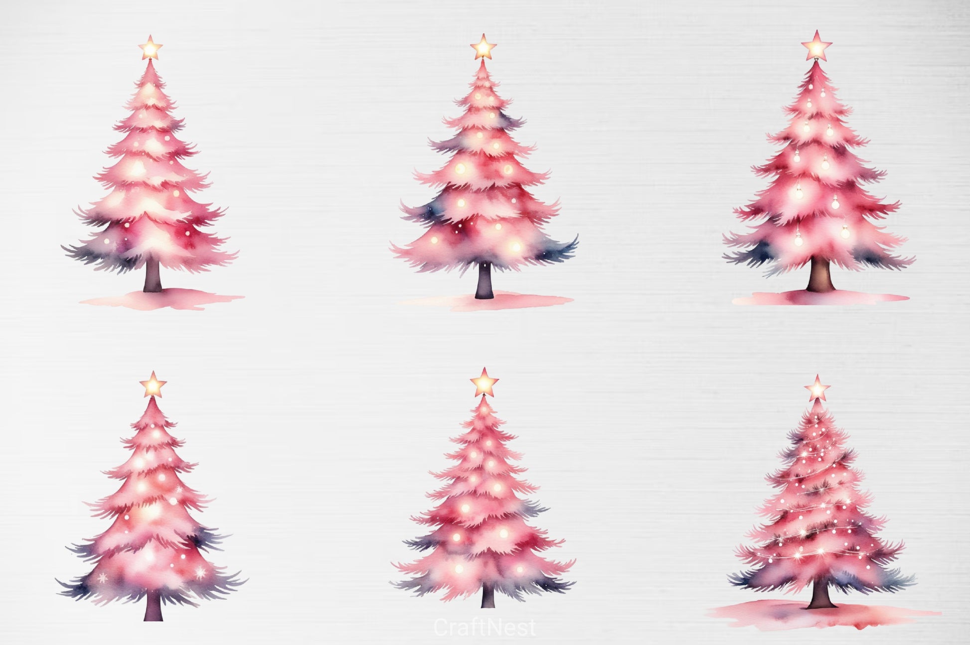 Pink Christmas Tree Clipart Bundle - CraftNest - Digital Crafting and Art