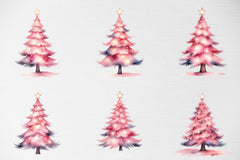 Pink Christmas Tree Clipart Bundle - CraftNest - Digital Crafting and Art