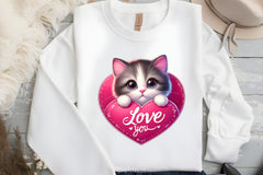 Love You Cat Valentine's Day Clipart Bundle 6 - CraftNest - Digital Crafting and Art