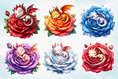 Baby Dragons In Flowers Clipart Bundle 2 - CraftNest - Digital Crafting and Art