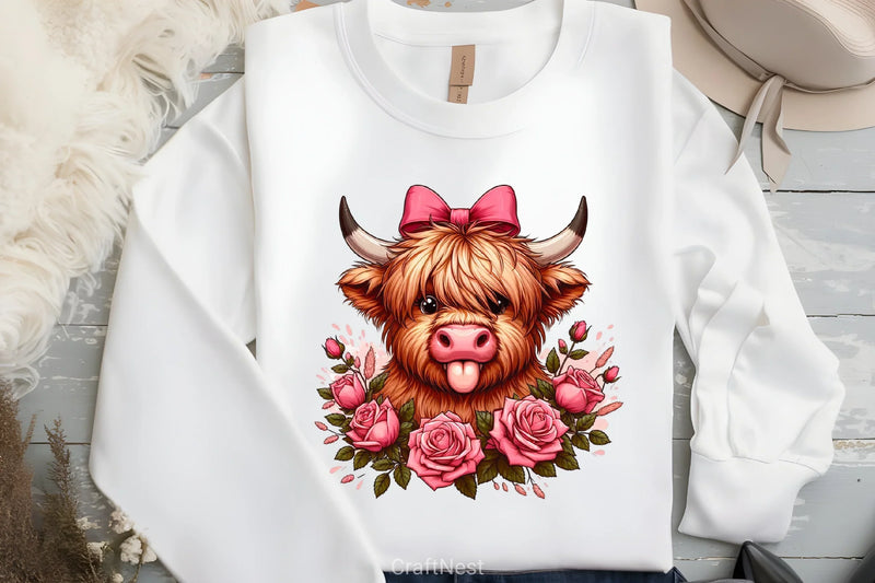 Highland Cow Valentine Clipart Bundle 2 - CraftNest - Digital Crafting and Art