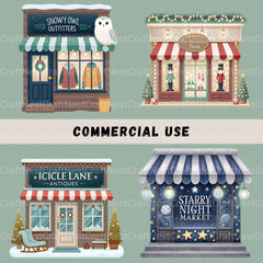 Village Shops Winter Clipart Bundle - CraftNest - Digital Crafting and Art
