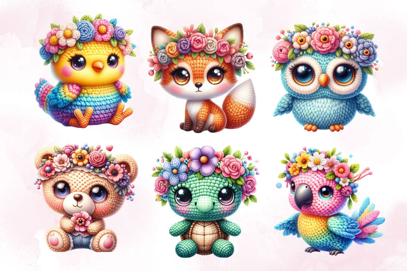Crochet Animals And Flower Clipart Bundle - CraftNest - Digital Crafting and Art