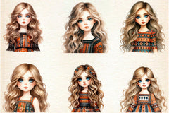Caucasian Girl Clipart Bundle - CraftNest - Digital Crafting and Art