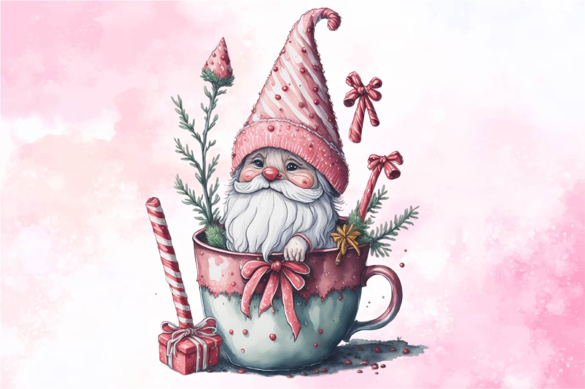 Christmas Gnome In A Cup Clipart Bundle 1 - CraftNest - Digital Crafting and Art