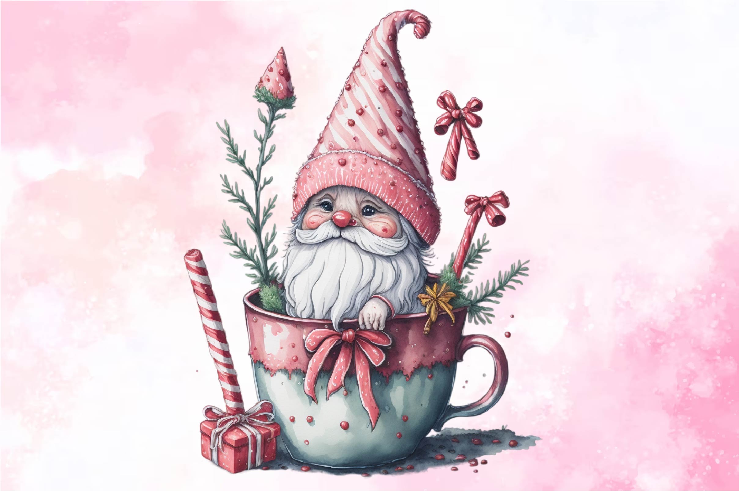 Christmas Gnome In A Cup Clipart Bundle 1 - CraftNest - Digital Crafting and Art