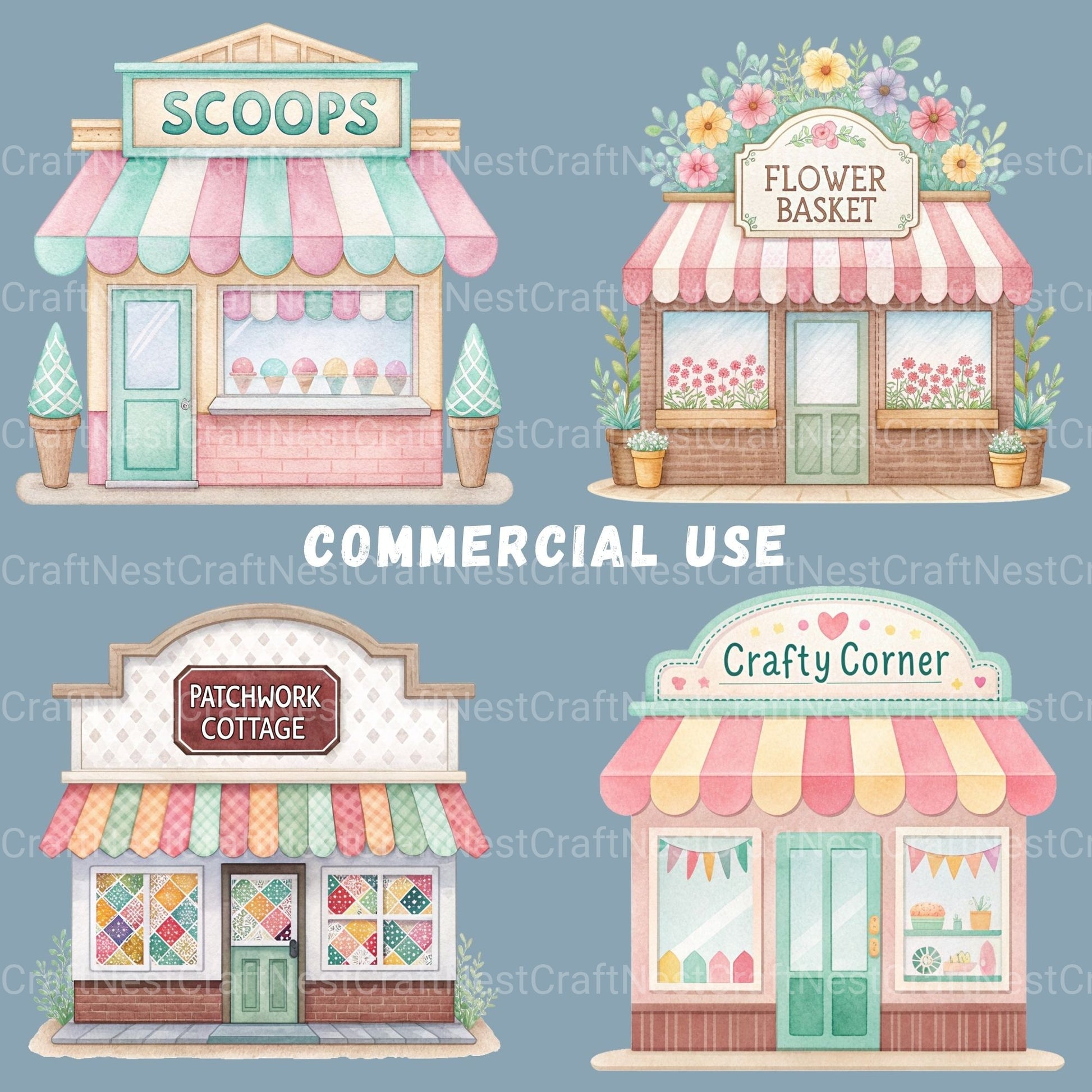 Village Shops Clipart Bundle - CraftNest - Digital Crafting and Art