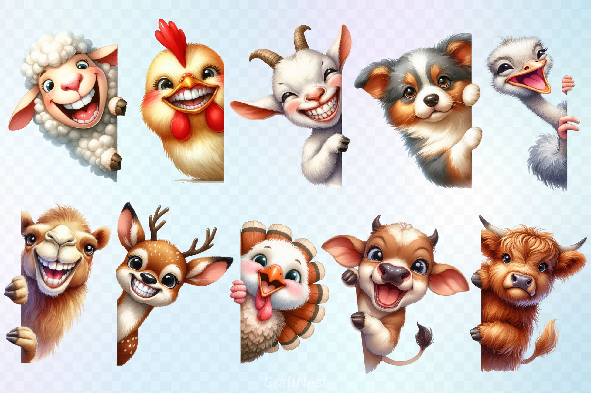 Funny Animals Peeking Around Corner Clipart Bundle 4 - CraftNest - Digital Crafting and Art