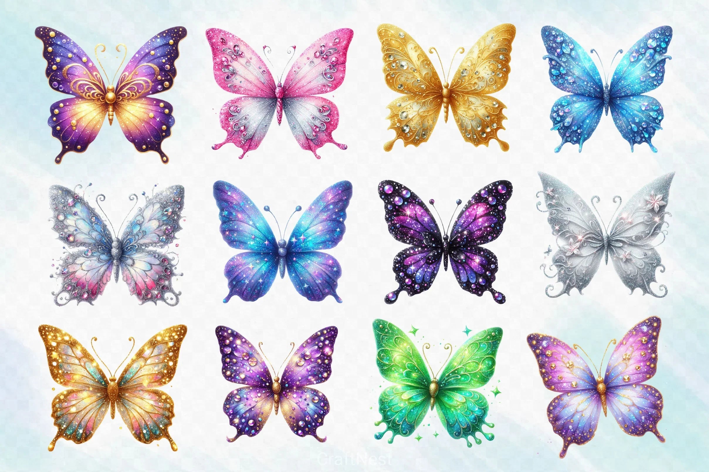 Glitter Butterfly Clipart Bundle 4 - CraftNest - Digital Crafting and Art