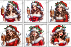Christmas Coffee Girl Clipart Bundle - CraftNest - Digital Crafting and Art