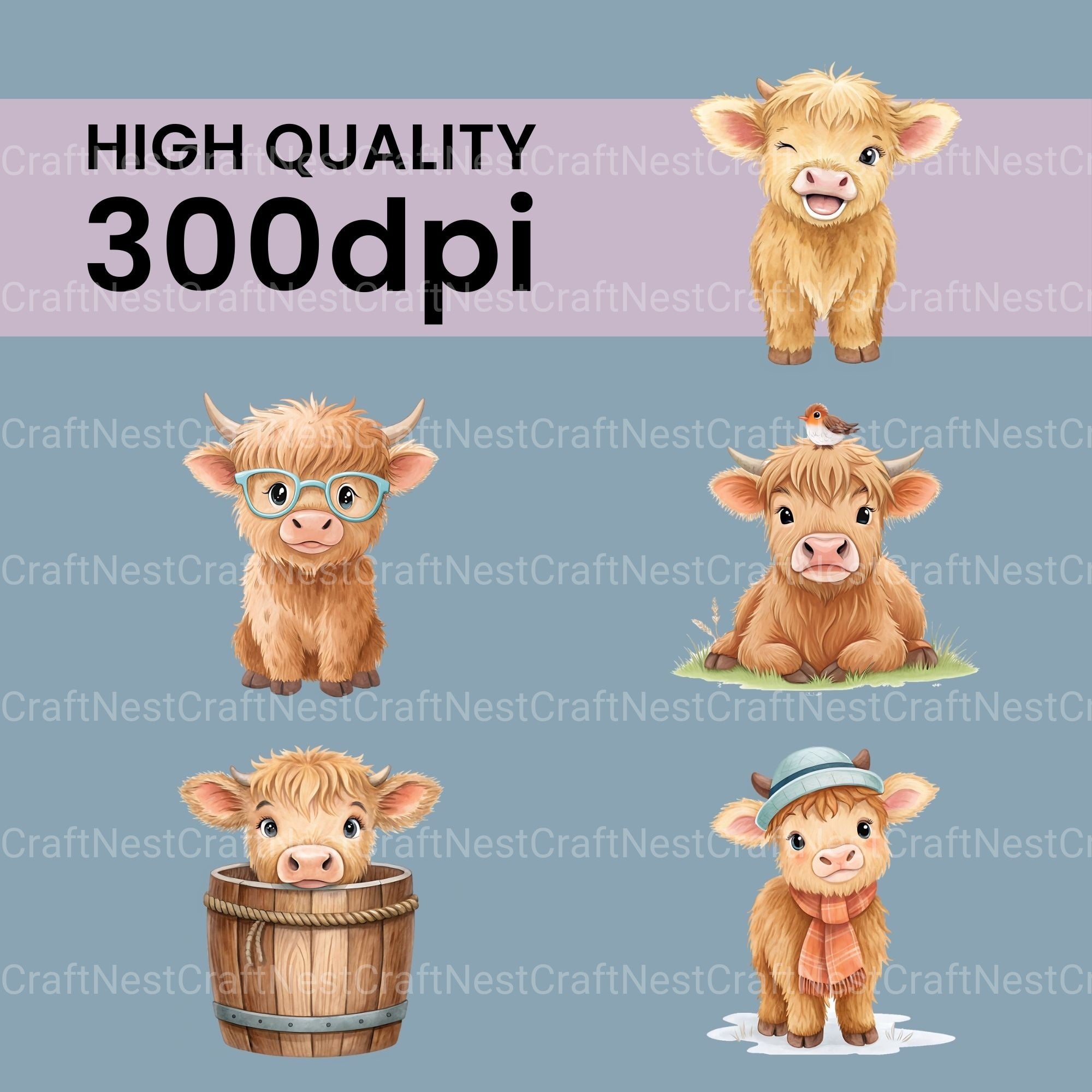 Highland Cows Clipart Bundle - CraftNest - Digital Crafting and Art