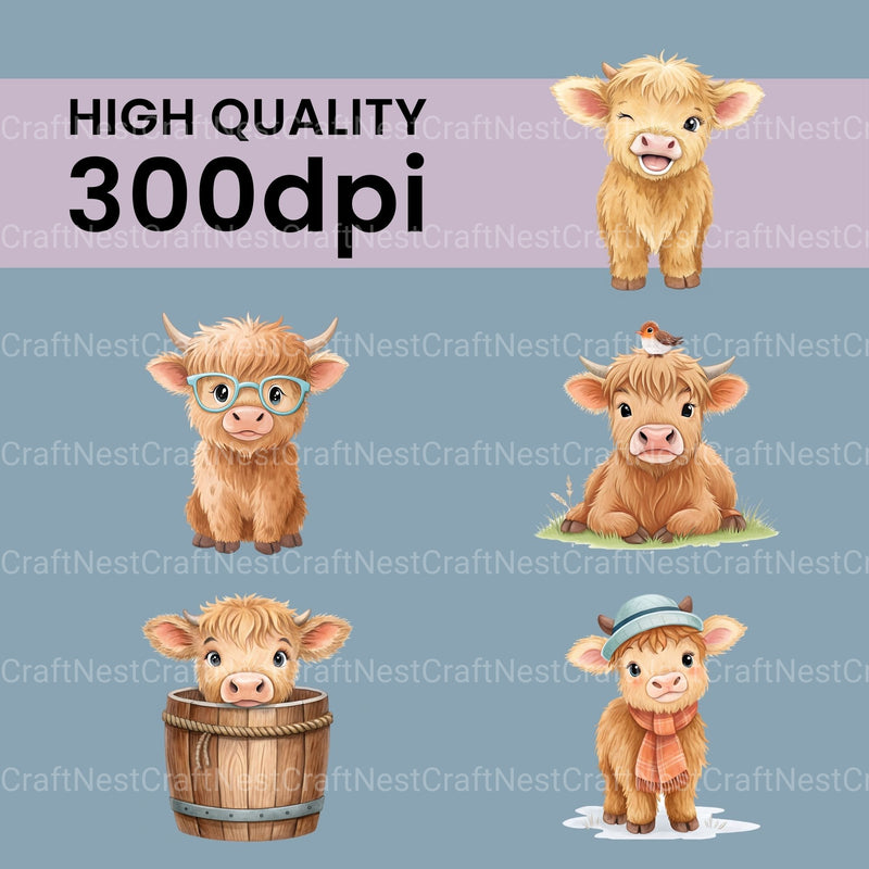 Highland Cows Clipart Bundle - CraftNest - Digital Crafting and Art