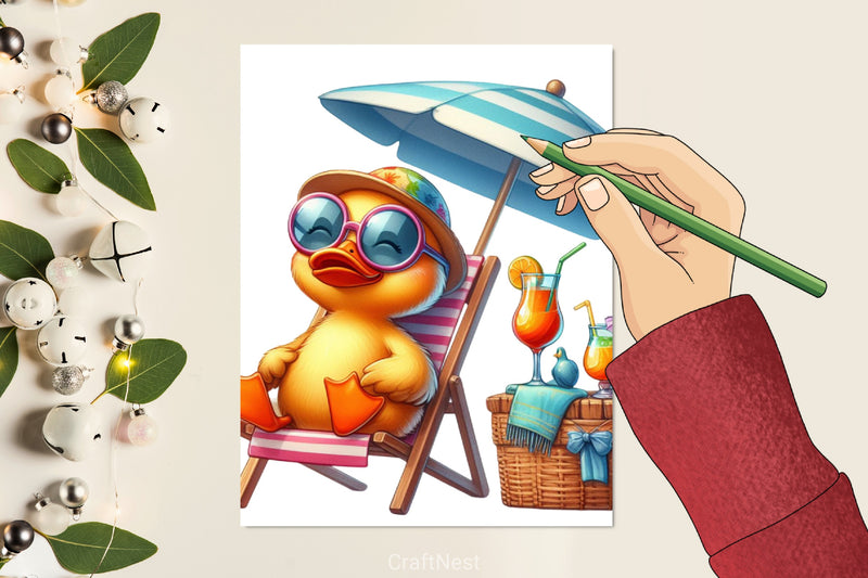 Cute Beach Duck Clipart Bundle - CraftNest - Digital Crafting and Art
