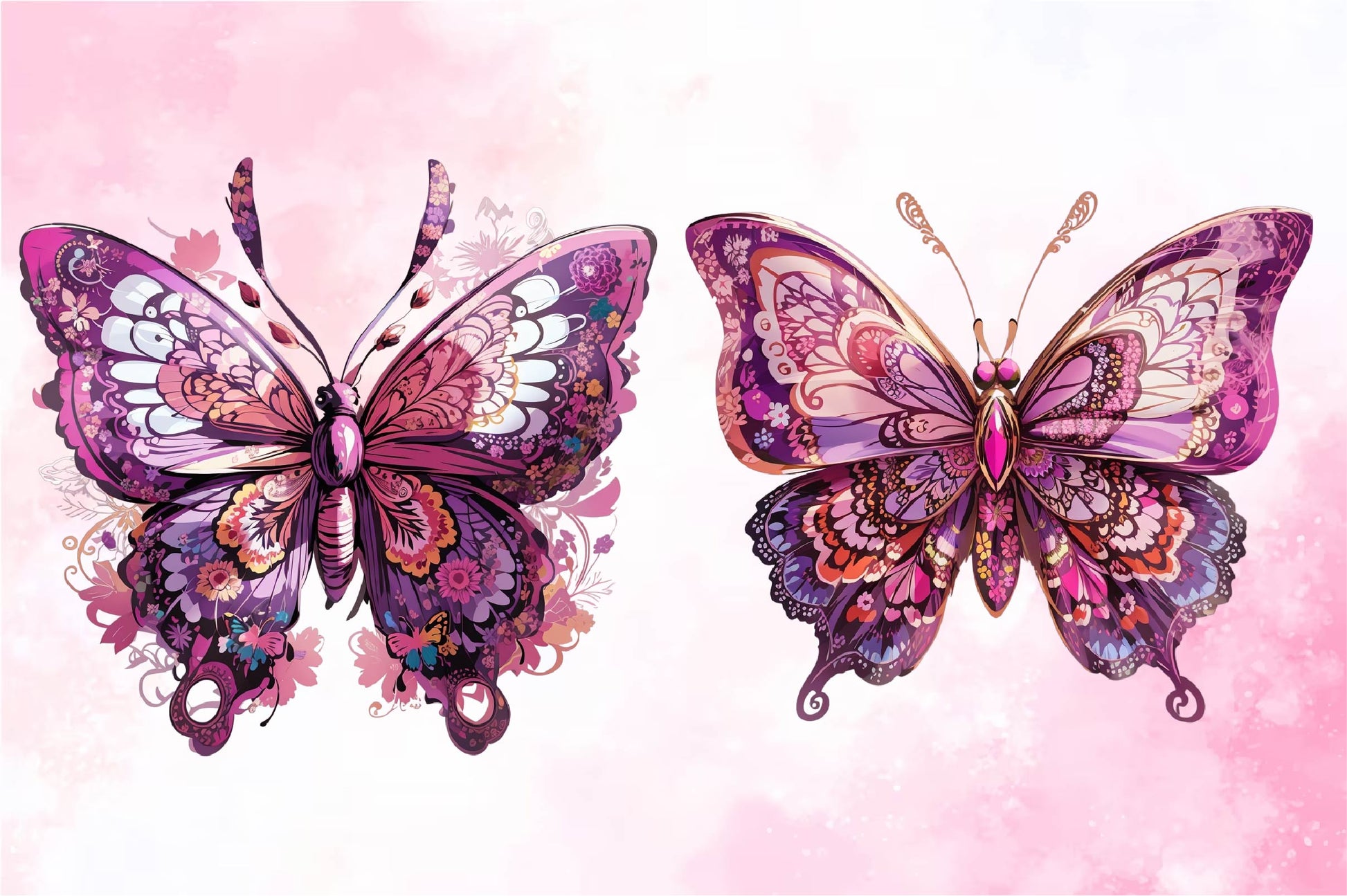 Pink Butterfly Clipart Bundle - CraftNest - Digital Crafting and Art