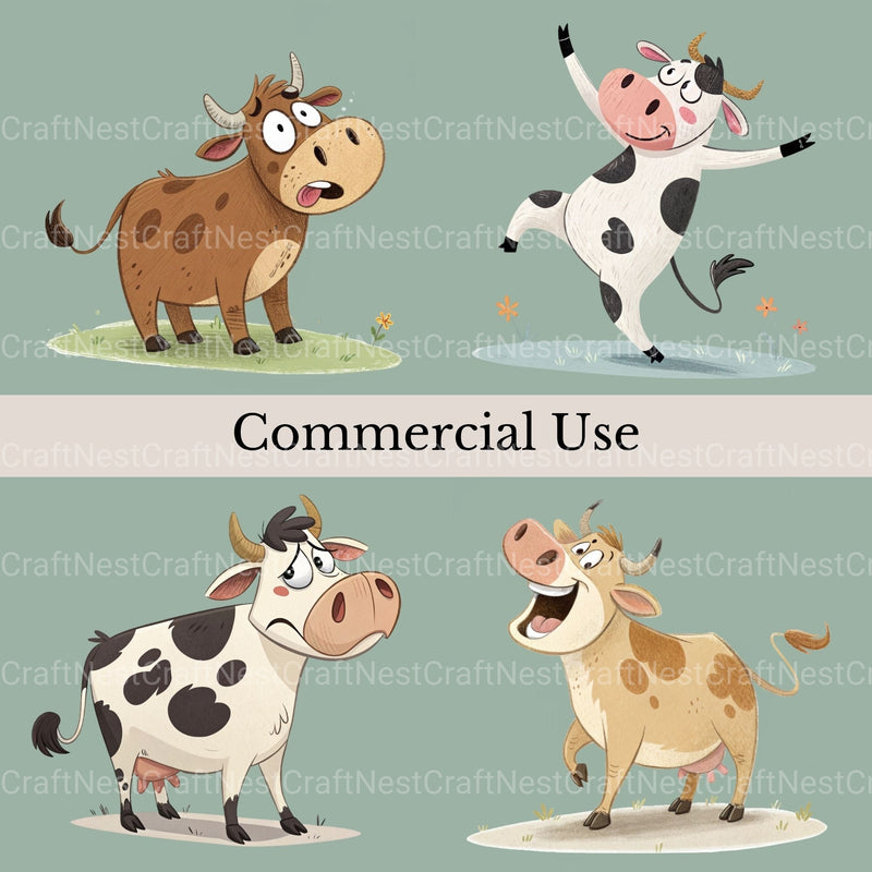 Cows Quirky Clipart Bundle - CraftNest - Digital Crafting and Art