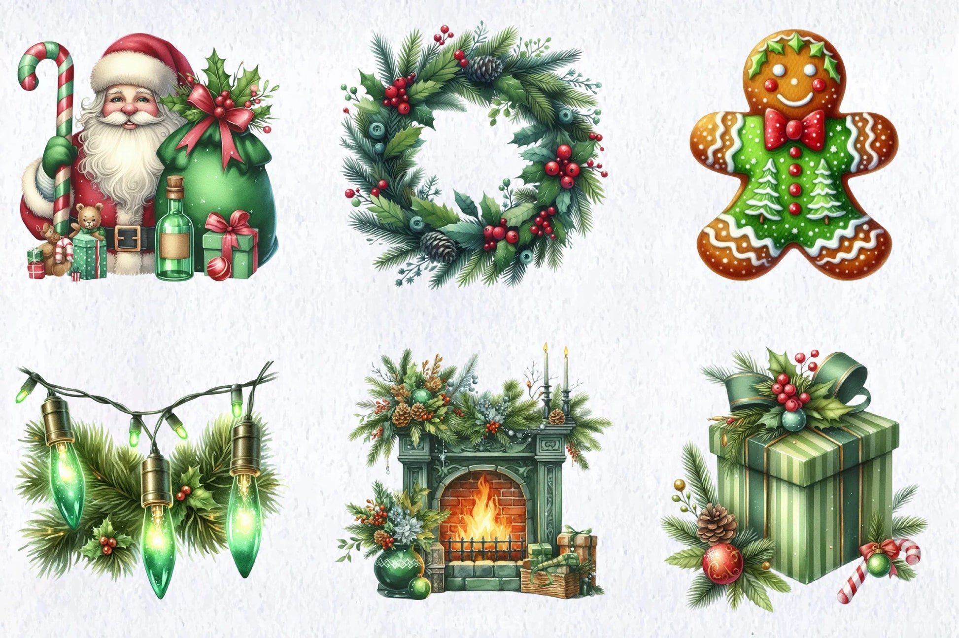 Green Christmas Clipart Bundle - CraftNest - Digital Crafting and Art