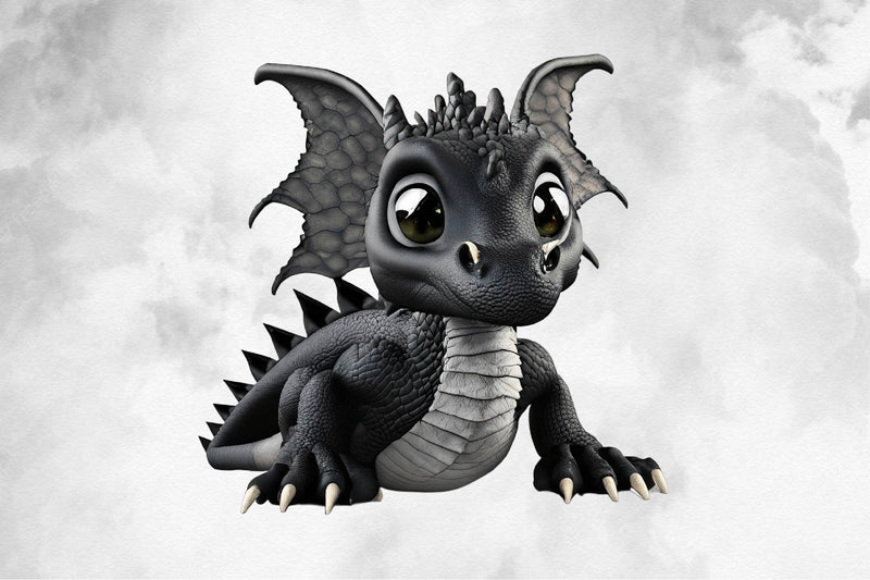 Baby Black Dragon Clipart Bundle - CraftNest - Digital Crafting and Art
